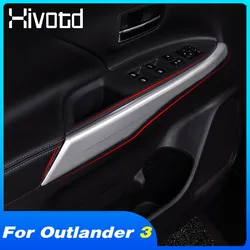 Hivotd Door Inner Plate Trim Cover Button Side Sticker Interior Protection Car Accessories For Mitsubishi Outlander 3 2016-2022