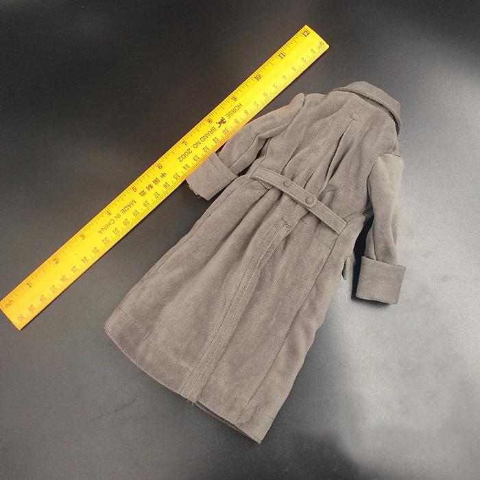 1/6 WWII German Army's Grey Long Velvet Cotton Coat for 12''Figures Bodies Accessories