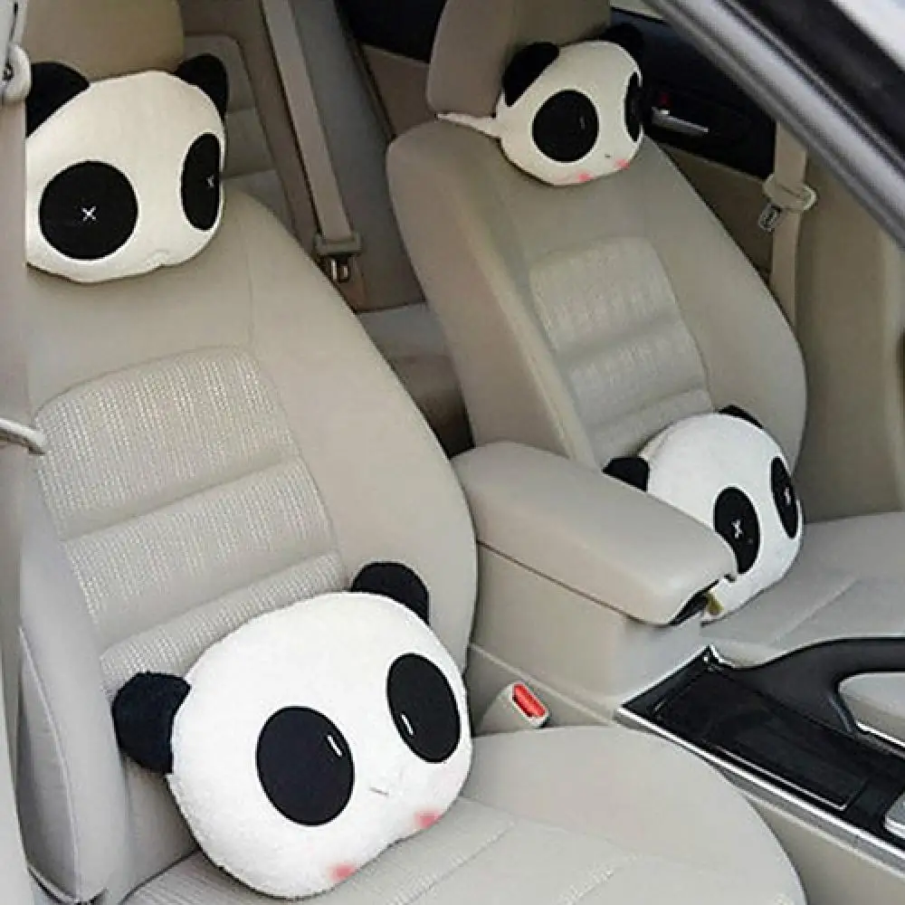 1pc Lovely Creative Panda Auto Car Neck Headrest Pillow Rest Cushion Headrest Pillow Mat for Children Adults Car Accessories