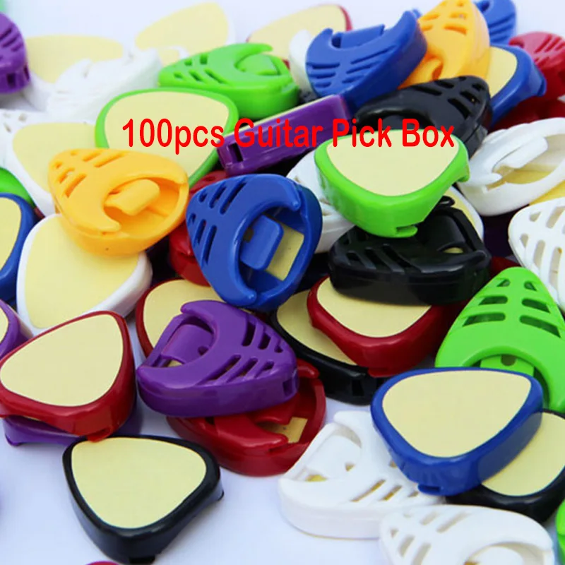 100pcs musical instrument picking box, guitar color picking clip, heart-shaped picking clip, sticking picking clip, picking box