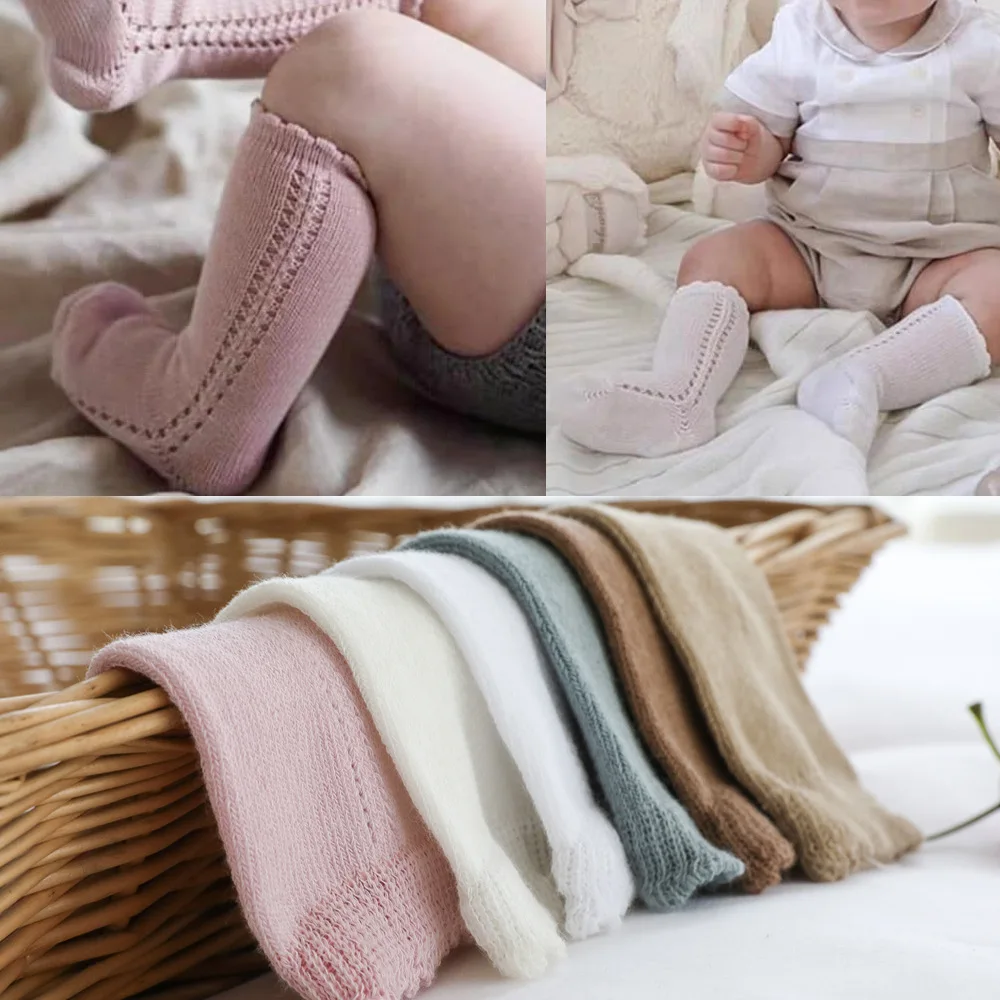 New Baby Boys Girls Socks Knee High Sock Soft Cotton Toddlers Kids Long Socks Hollow Out Children Socken Unisex For 0-5 Years