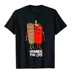 Funny Homies For Life Weed T-Shirt Cool T Shirt For Men Cotton Tops & Tees Fitness Funky Harajuku Camisas