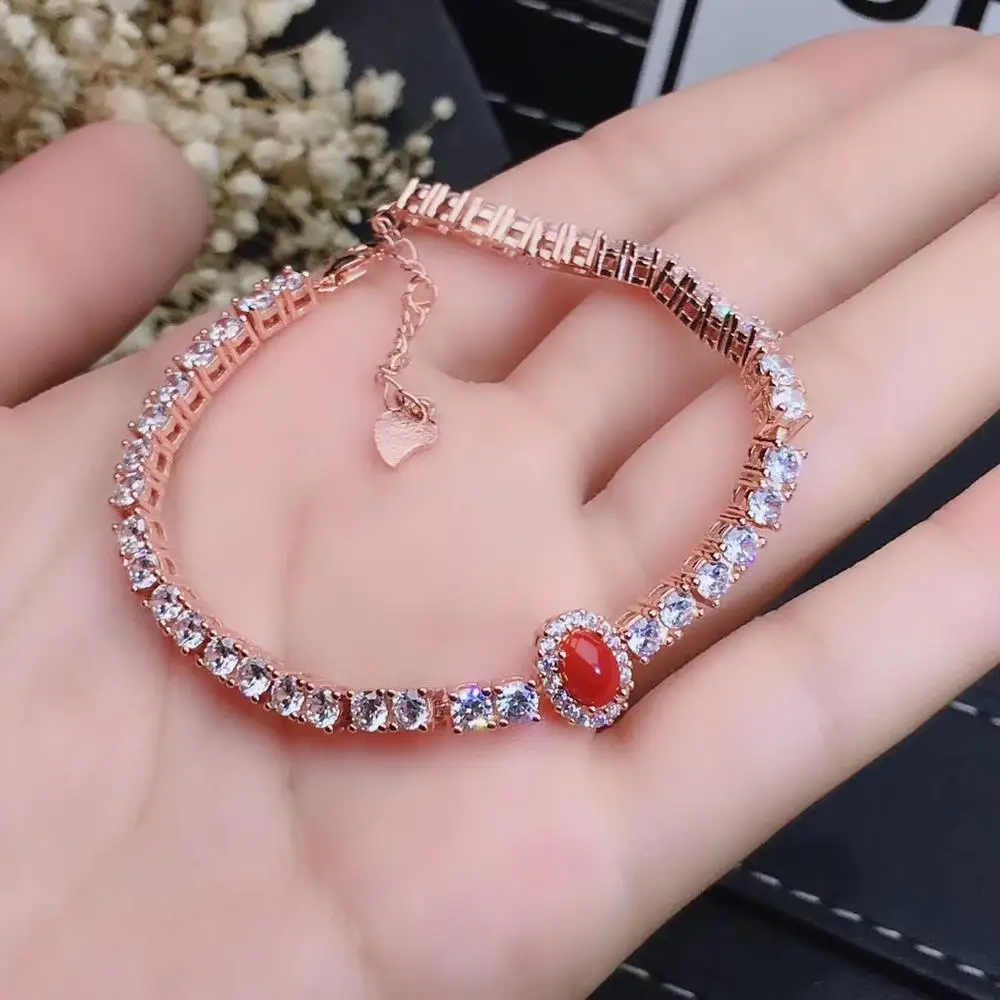 

KJJEAXCMY бутик ювелирных изделий из стерлингового серебра 925 пробы с инкрустацией из натурального красного коралла, женский браслет с поддержкой обнаружения, прекрасная женатая вечеринка