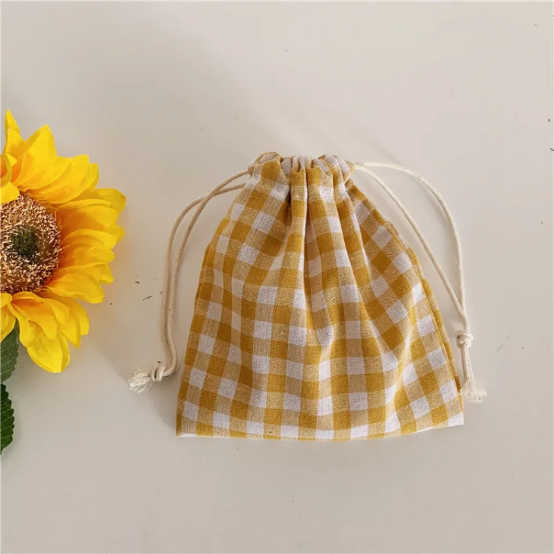 Lattice Cotton Fabric Floral Drawstring Storage Pouch Packaging Coin Purse Lipstick Jewelry Organizer Christmas Gift Bag