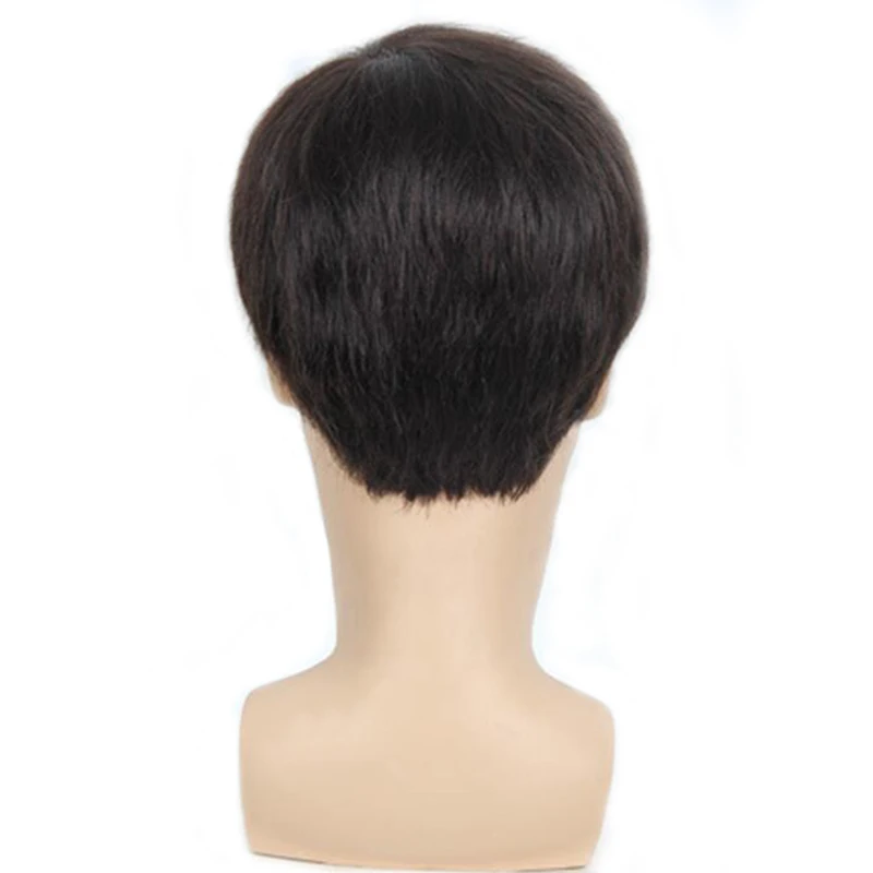 Gres Natural Straight Men Short Wigs High Temperature Fiber Black Male Synthetic Hairpieces Machine Made for the Business Man