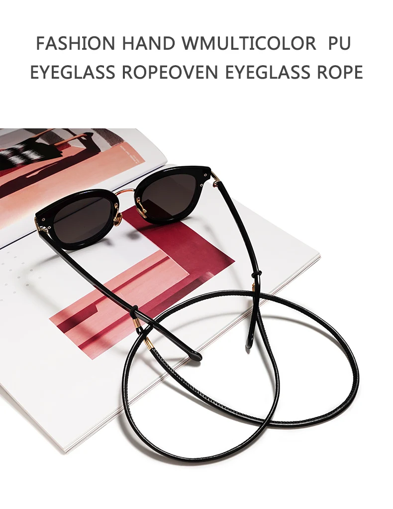 Anti-Rutsch-Premium-PU-Leder String Brille Seil Brille Lanyard dicke Band Kordel halter neue Brillen Kette für Männer Frau – Detail 1