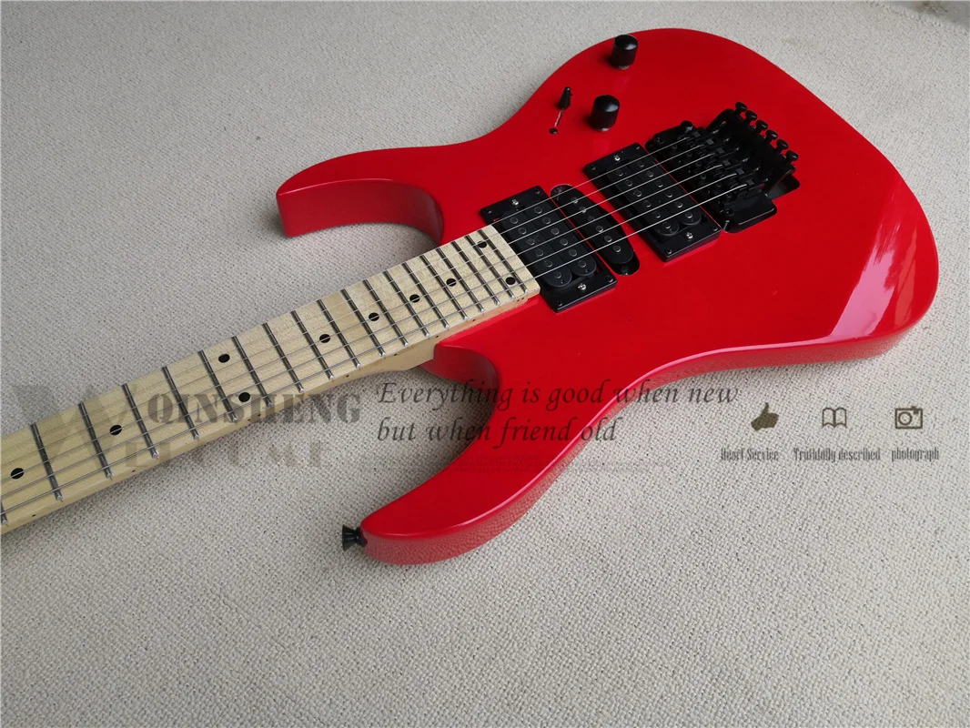 Custom Jac Guitar Red Basswood Body Black Tremolo Bridge Electeic Guitar HSH Pickups