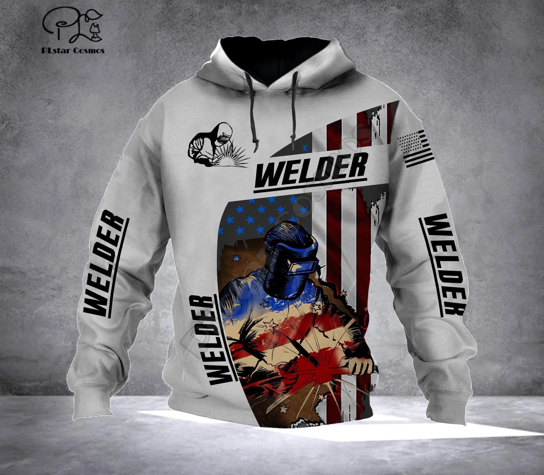 Sudadera con capucha para hombre y mujer, ropa de calle de manga larga con estampado de bandera de soldador, Jersey a la moda, disfraces de cosplay