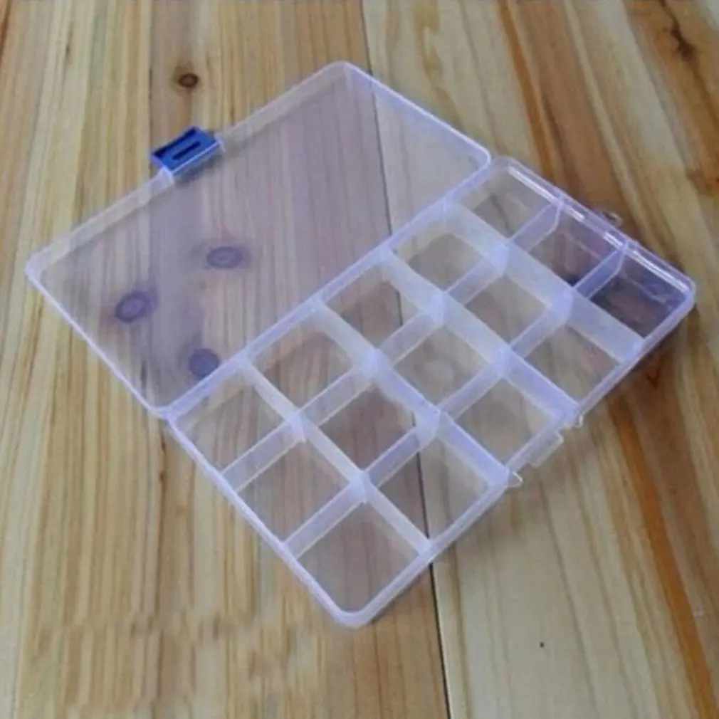 15 Grid Creative Storage Box With removable dividers Valuables Jewellery Cash Clear Plastic Box Organizer Storage Container