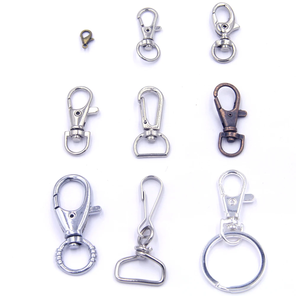 

50Pcs Buckle Lobster Clasps Hook Swivel End Connectors Claw Keyring Keychain Key Chain Jewelry DIY Accessories