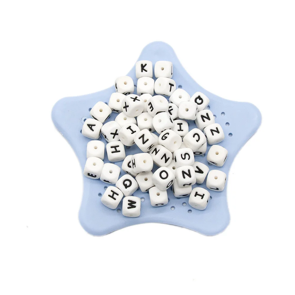 Cute-Idea 10pcs Silicone Letters Beads Teething DIY Handmade English Alphabet Letter pearl teether BPA Free Baby Shower Gifts