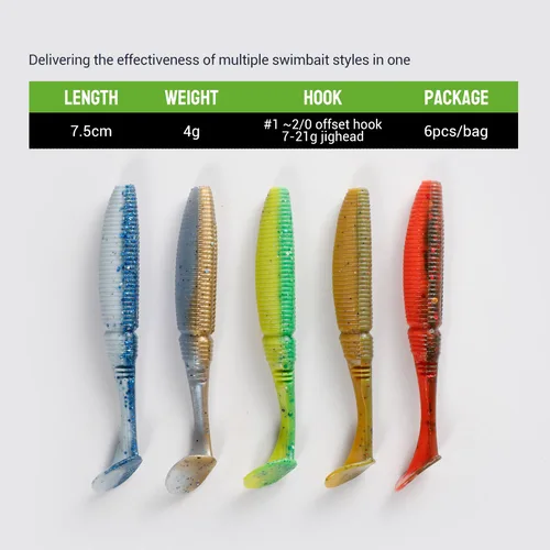 Imagen 2 del producto Bassland-señuelo suave de 75mm, 4g, cola de paleta, sábalo de doble Color, Wobblers artificiales, Lucio, Leurre Souple