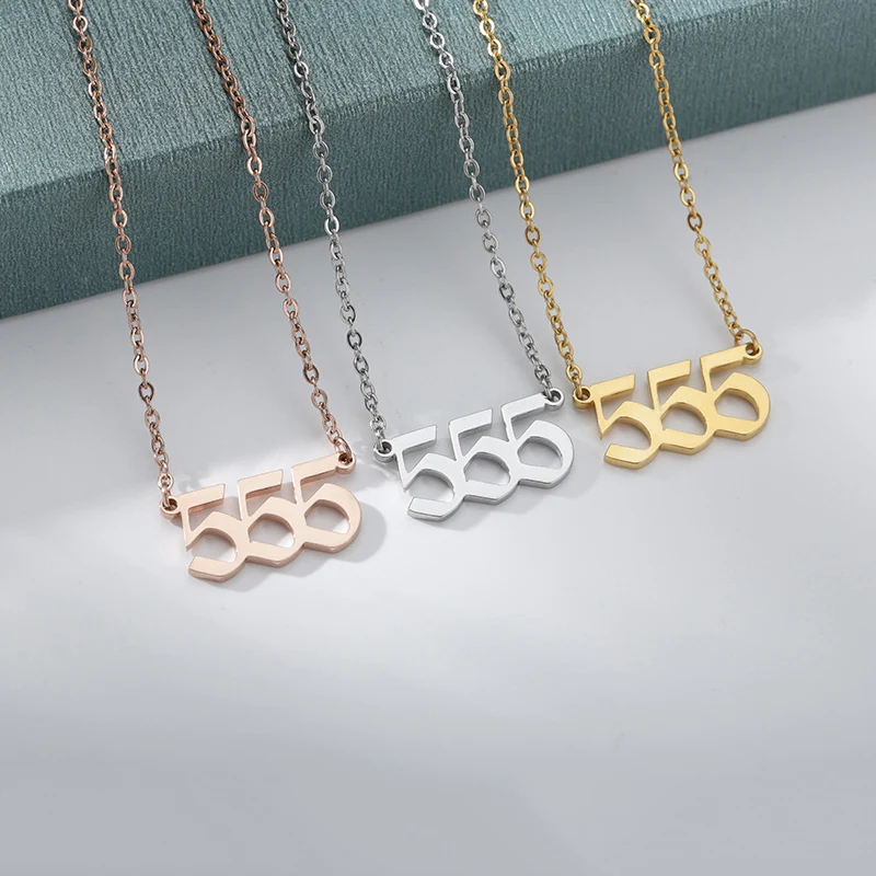 111 222 333 444 555 666 777 888 999 Necklaces For Women Men Gold Color Stainless Steel Angel Number Necklace Pendant Jewelry