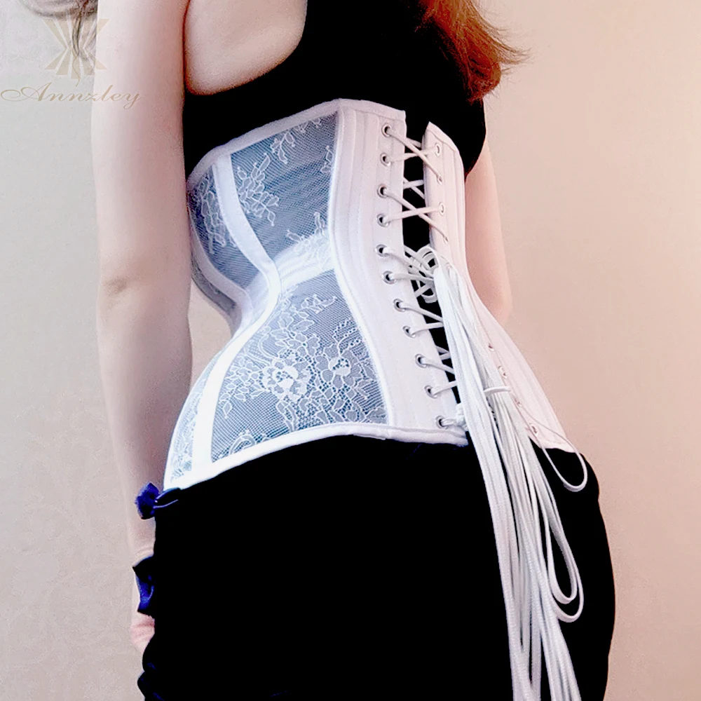 Waist Slimming Corset For Sale White Lace Sheer Mesh Corsets For Women