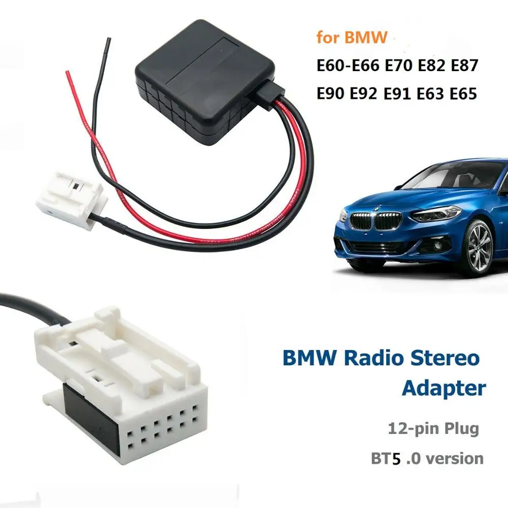 

12V Car bluetooth 5.0 Module AUX Cable Adapter Audio Radio Stereo AUX-IN for BMW E60-E66 E70 E82 E87 E90 E92