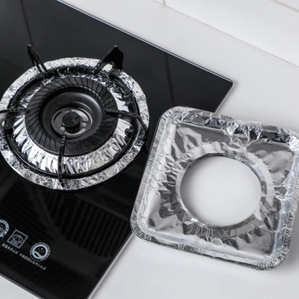 Almohadilla a prueba de aceite para estufa de Gas, papel de aluminio resistente al calor, limpieza, papel a prueba de grasa, accesorios de cocina, 10 Uds.