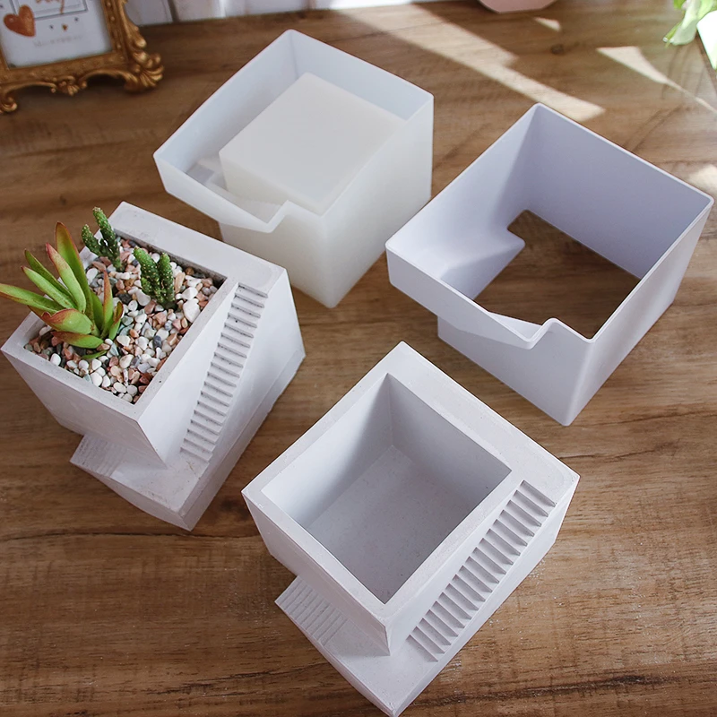 Hexagon Flowerpot Concrete Silicone Mold For Succulent Plants Round Pen Container Plaster Gypsum Mould Cement Clay Molds image 3