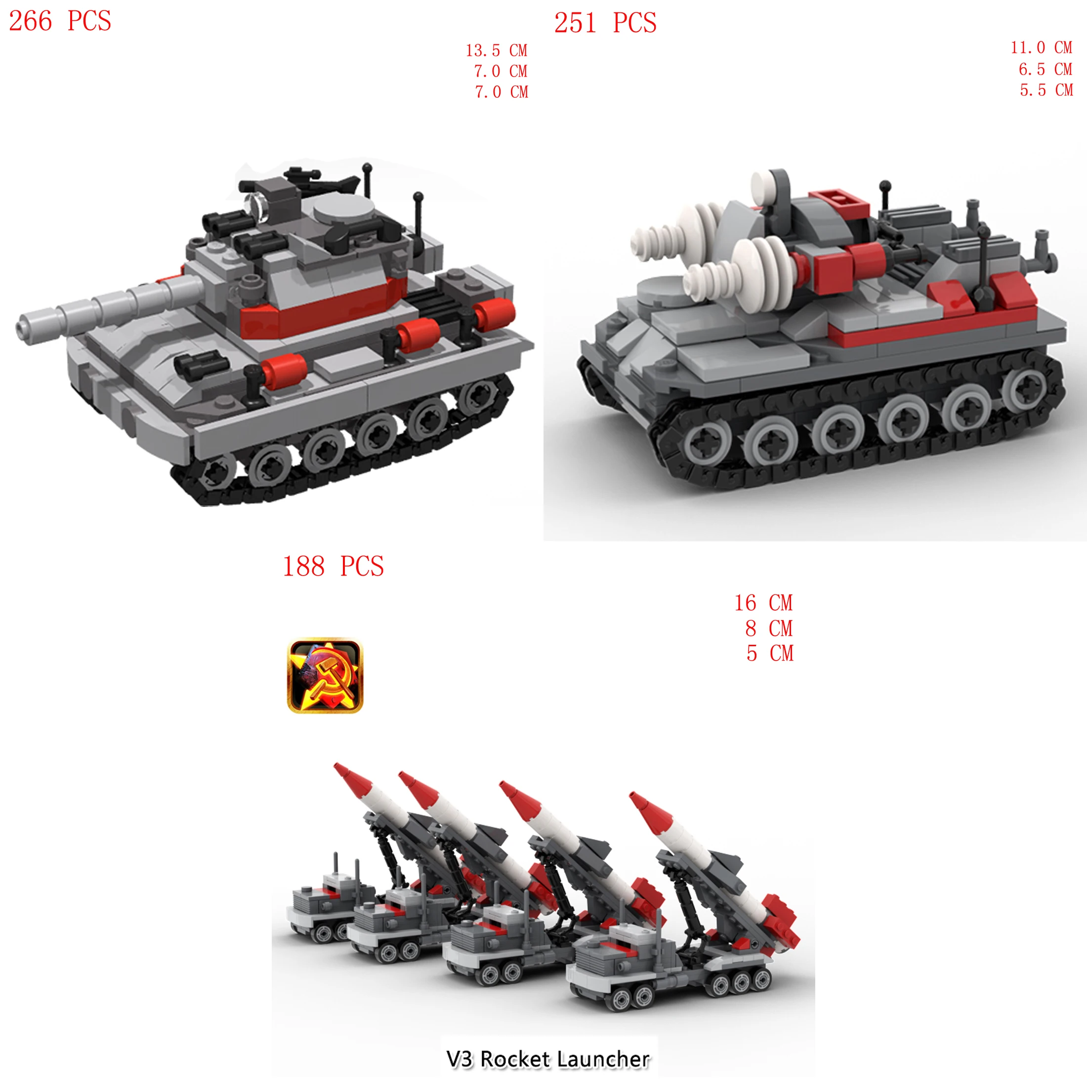 

hot military WWII Soviet Army weapon magnetic Rhino Heavy Tank V3 Rocket Launcher war vehicles Building blocks model bricks toys