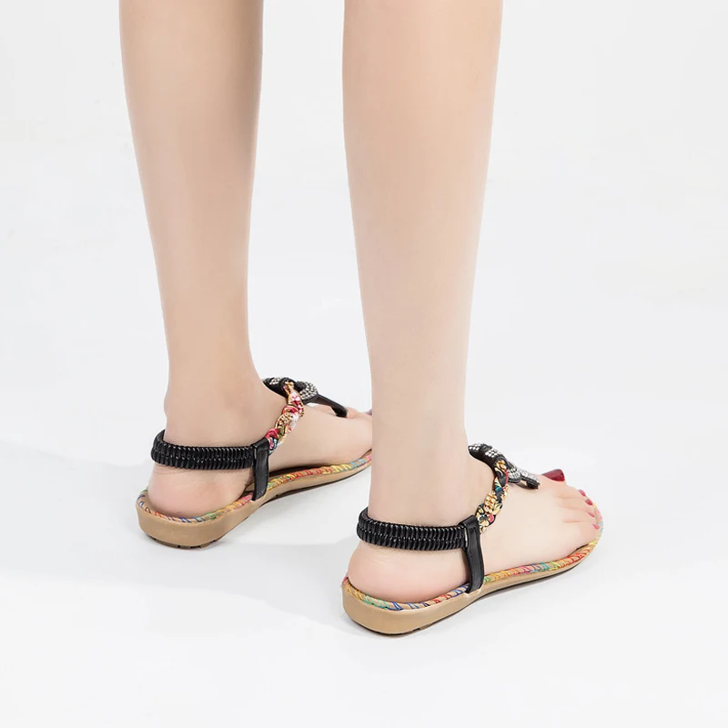 Donne Della Boemia Sandali Bling Perizoma Donne T Strap Appartamenti Che Borda Scarpe Da Spiaggia Confortevole 2020 Nuovi Sandali Moda Estiva 998