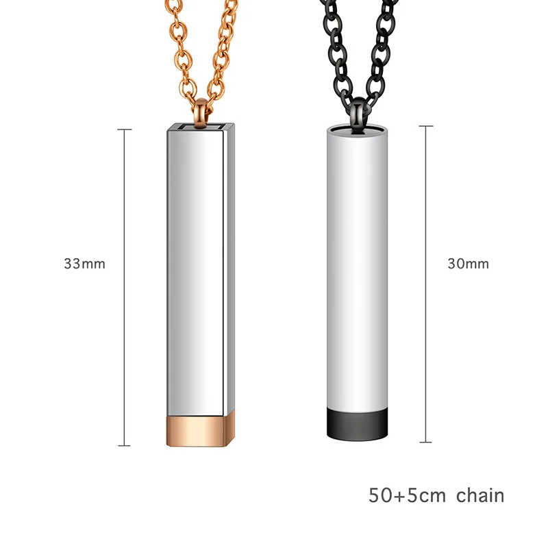 Customize Name Necklace Telescopic Stereoscopic Custom Bar Pendant DIY Engraving Name Necklace Stainless Steel Adjustable Chain