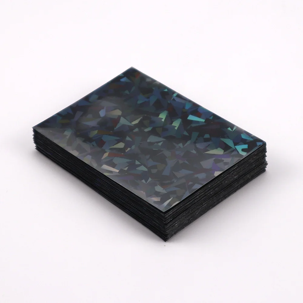 100 PCS/LOT 66x91 Black Broken Gemstone Glass Laser High End Film Holographic Korea Idol Photo Cards Shield Cover Guard Sleeves