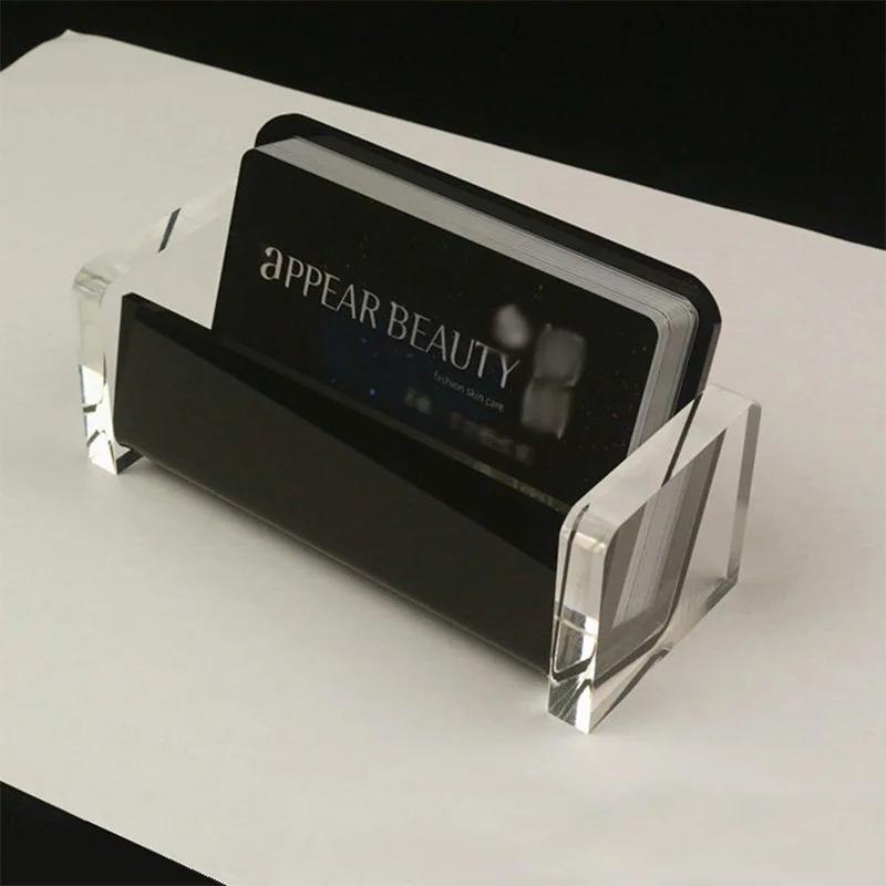 Acrylic Desktop Business Card Holder Display for Desk Elegant Business Card Stand for Office Black