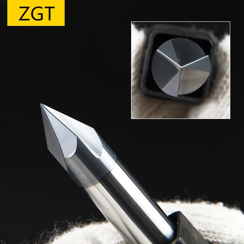 Imagem -02 - Zgt-chanfrar Fresa Revestido Flauta Chanfro Final Moinho Carboneto Cnc Tungsten Aço Endmill 60 Graus 90 Graus 120 Graus