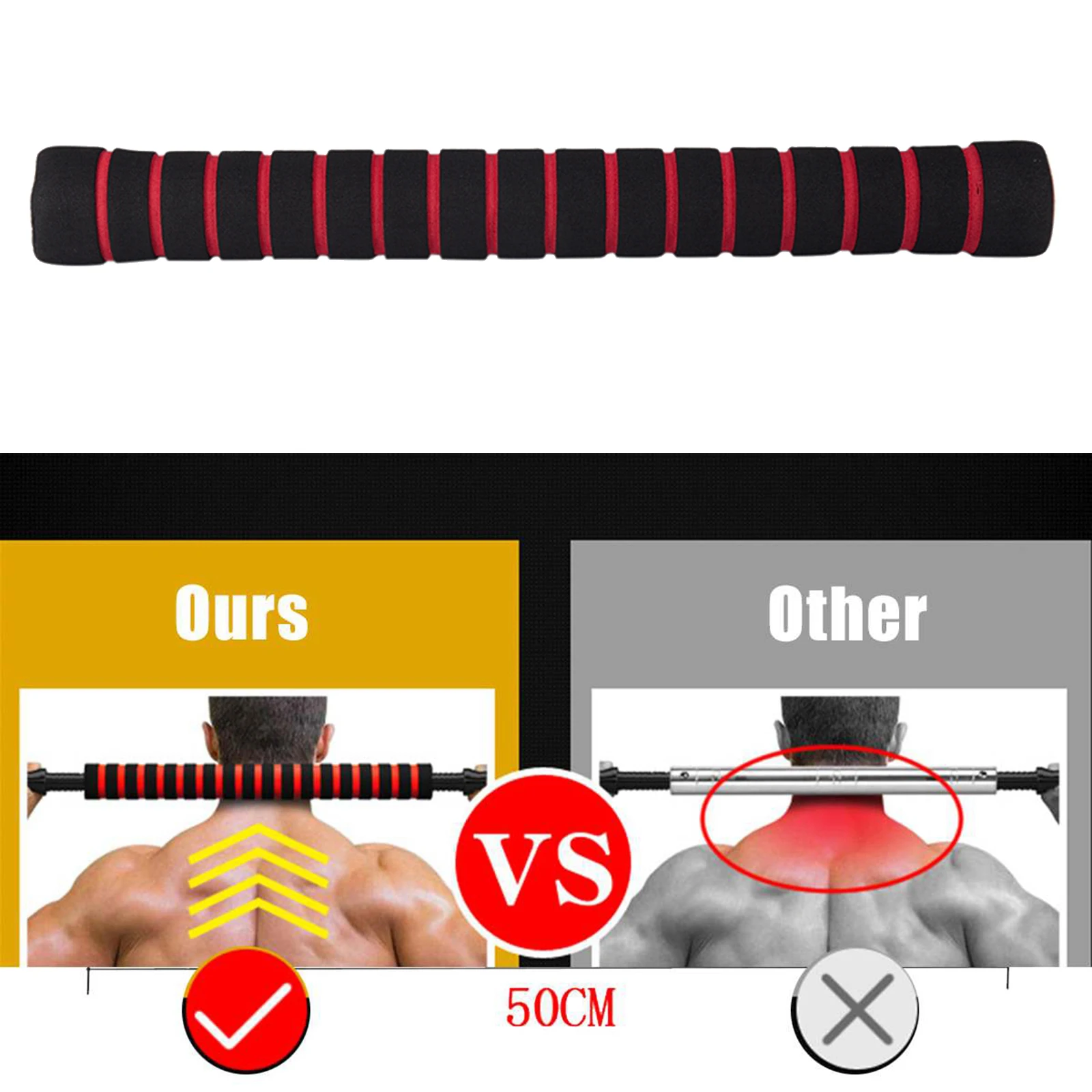 Dumbbell Extension Bar 1\'\' Arm Strength Training Barbell Build Joiner Coupler Linker Neck Pad Extension Rod Extender