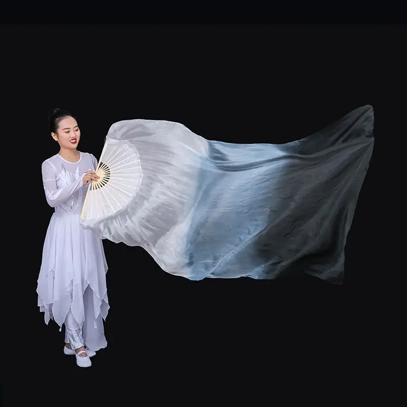 Velos de abanico de danza del vientre de seda personalizados para mujer, par de abanicos de bailarina ligeros con gradiente Vertical de pavo real, 1,8 m x 0,9 m (70 "x 35") rojo vino