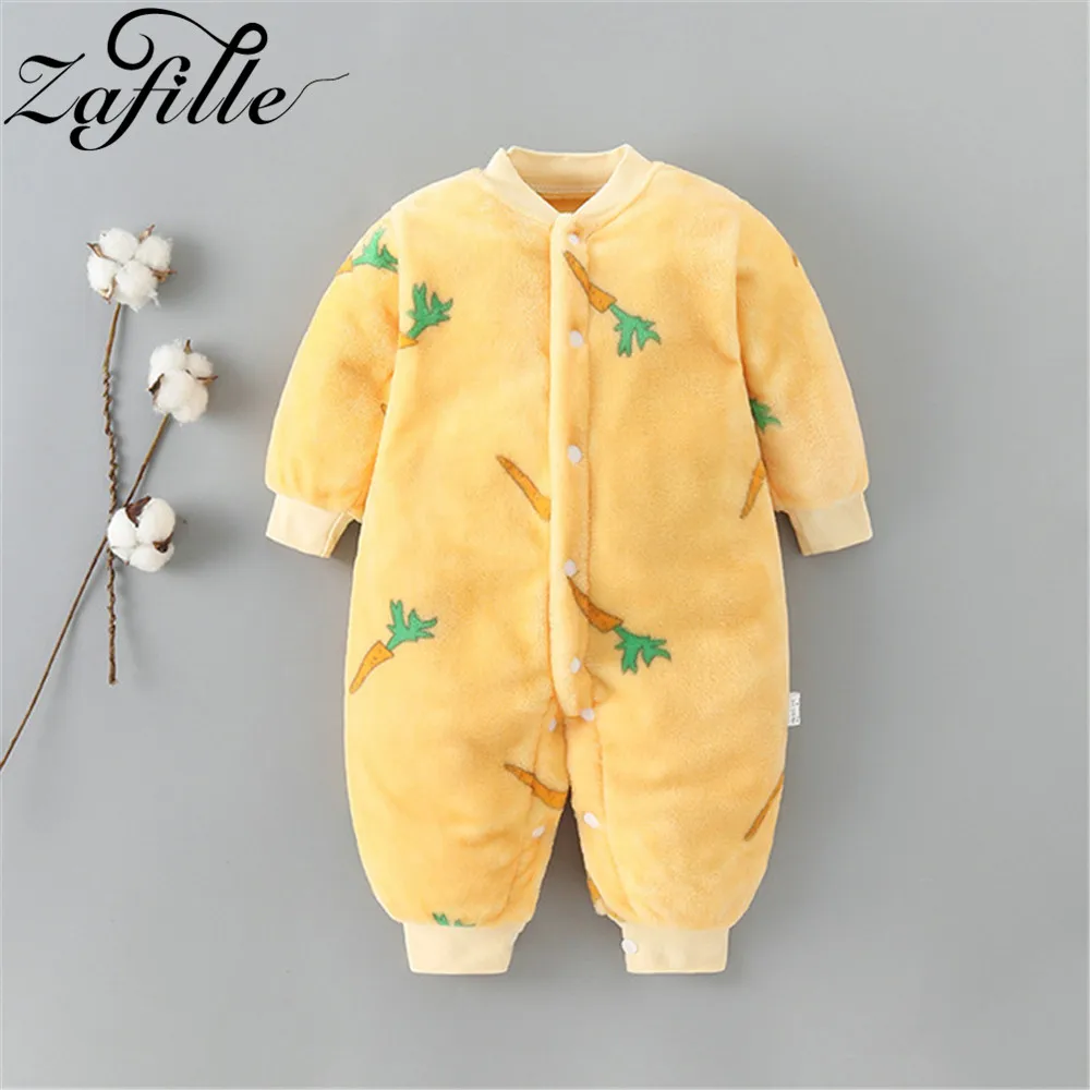 

ZAFILLE Infant Baby Clothes Winter Plush Overalls For Children 0-18M Baby's Rompers Boys Girls Jumpsuit Flannel Newborns Pajamas