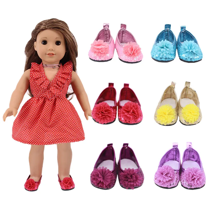 7.5 Cm Doll Sequins Shoes For 16-18 Inch Girl/Boy Doll & 43 Cm Bebe Reborn Doll Toys & Our Generation Baby Festival Gift