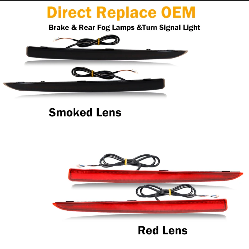 Canbus Full LED Rear Bumper Reflectors Lights For 2013-2020 Lincoln MKZ Tail/Brake, Rear Fog Light, Sequential Turn Signal Light