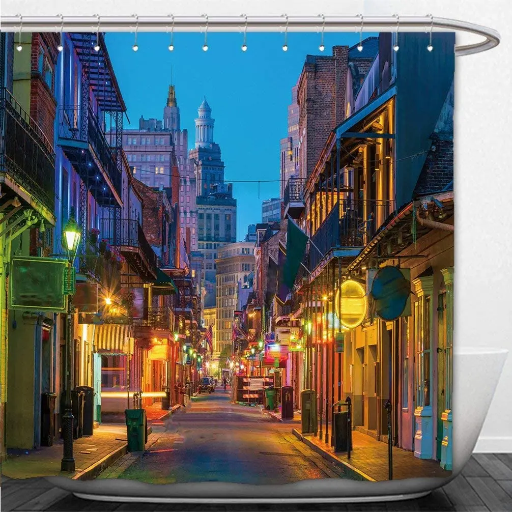 Pubs and Bars with Neon Lights in The French Quarter New Orleans USA Shower Curtain