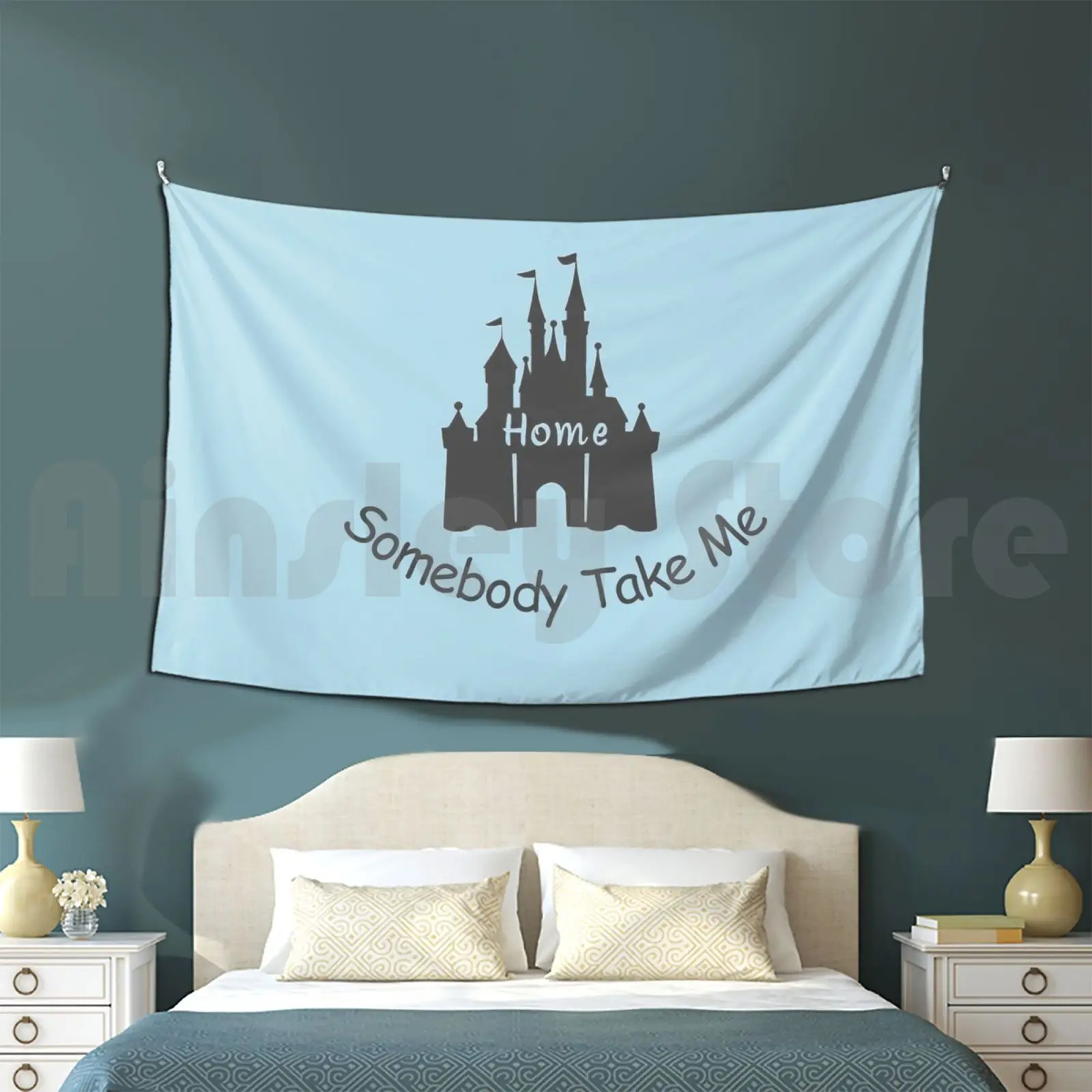 Take Me Home Tapestry Background Wall Hanging Castle Love Mouse Magic Fun Park Home Parks Kingdom Ride