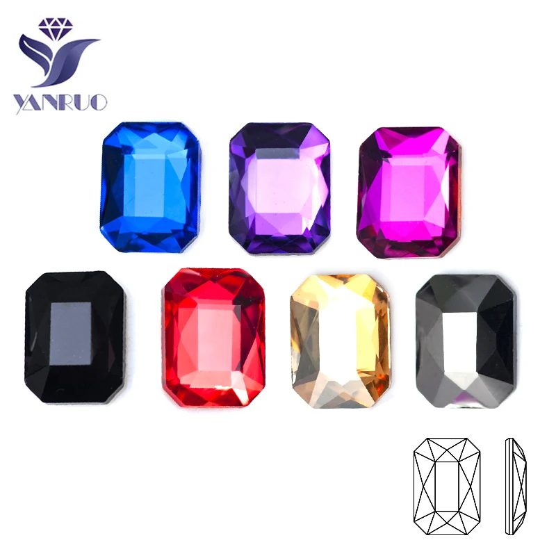 

YanRuo 20pcs 6x8mm Multicolor Octagon Crystal Glass Diamond Jewelry Flatback Rhinestions Accessories Crafts Nail Art Decorations