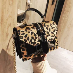 Fashion Women Fur Shoulder Bags Metal hasp Leopard Handbags Tassel Cross Body Bags Drop Shipping MN1205