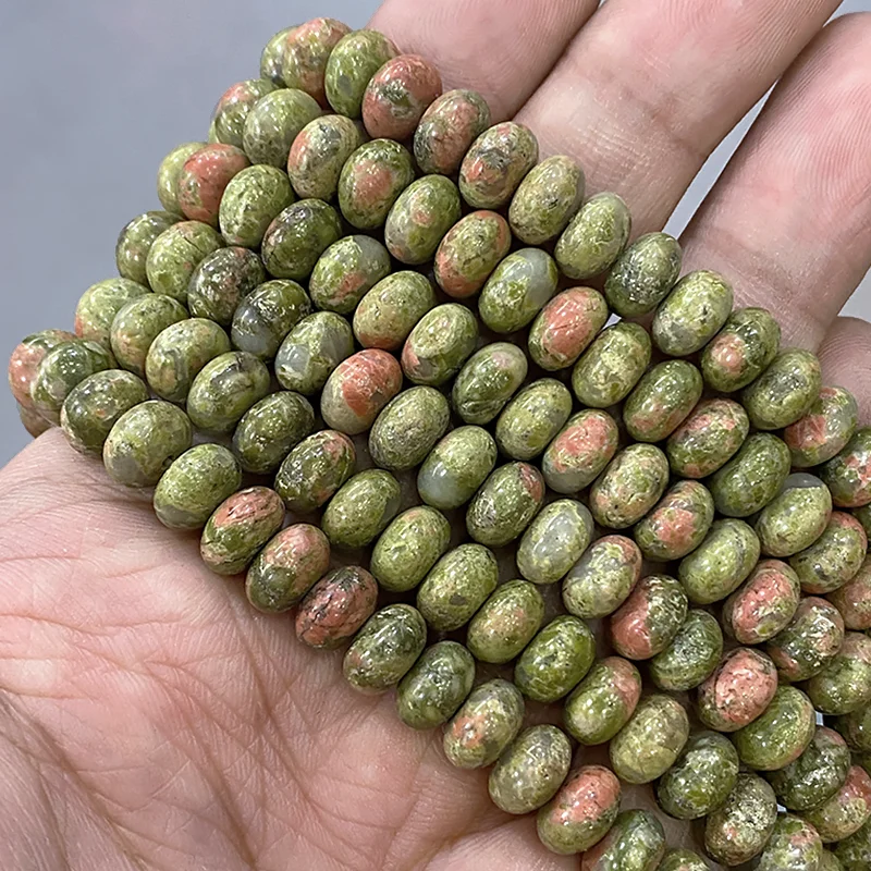 Natural Stone Beads Unakite Floriated Rondelle Loose Spacer Beads for Jewelry Making DIY Earrings Charms Bracelets 15\'\' 4/6/8mm