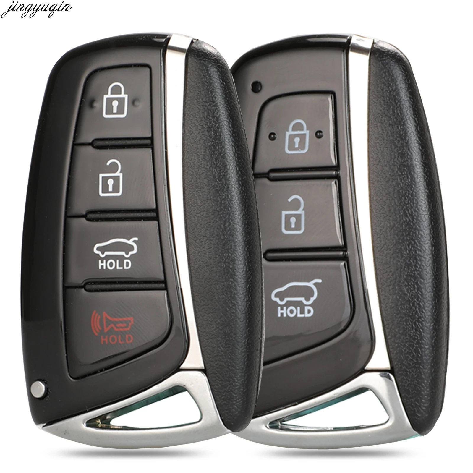 Jingyuqin 3/4Buttons Smart Car Key Case Shell For Hyundai Genesis 2013-2015 Santa Fe Equus Azera IX45 Keyless Entry