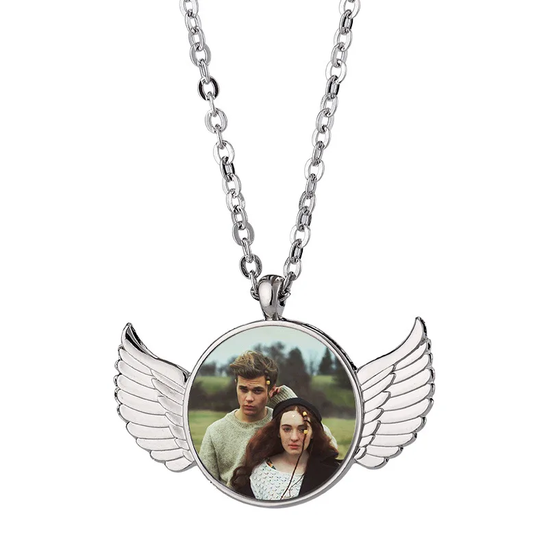 

5PCS Bulk Blank Sublimation Wings Pendant for Girls Women Men Necklace with Metal Plates Blanks for Heat Press Diy Accessories