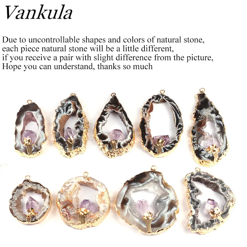Vankula Natural Stone Ear Plugs Tunnel Stainless Steel Ear Hook Piercing Ear Weight Hangers Pair Selling