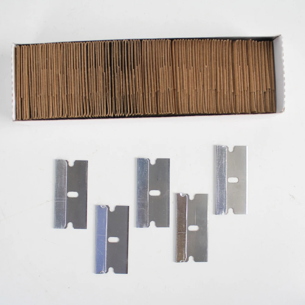Raizi 100 Pcs Safety Single Edged Razor Blades for Excessive Adhesives Old Film Glue Scraper Removal DIY tools