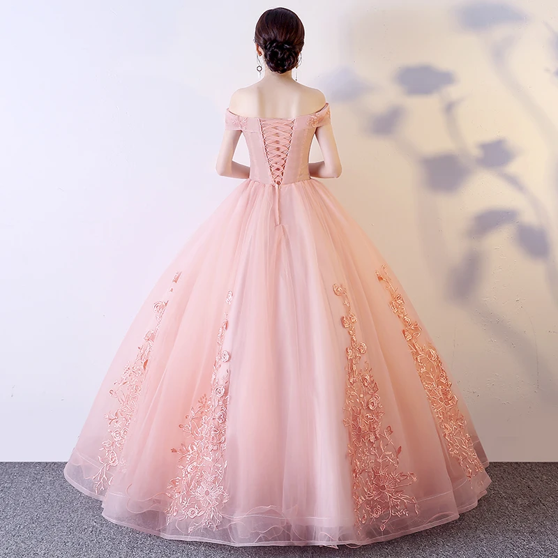 Vestido De encaje bordado con hombros descubiertos para quinceañera, traje De fiesta para baile De graduación, 2023