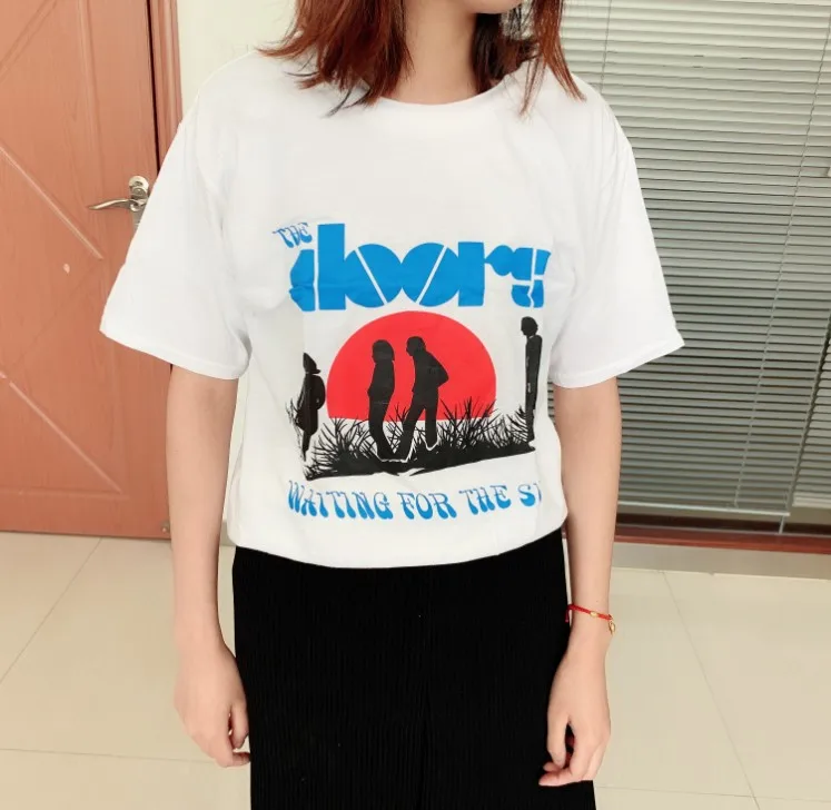 Sunfiz T Shirt Women Doors Sun Print Graphic Tee Kawaii Top Female Clothes Casual Y2k Vintage Aesthetic Streetwear Flora