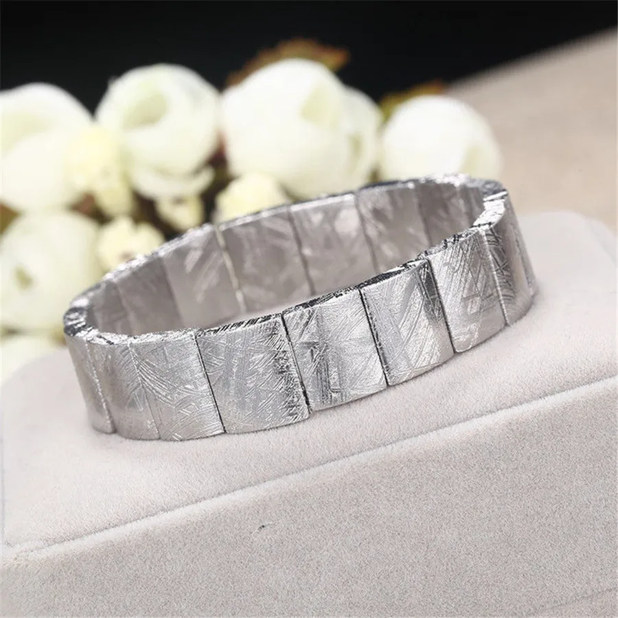 Natural Gibeon Iron Meteorite Moldavite Bracelet Bangle Jewelry For Women Men Crystal 13x10mm Beads Energy Stone Strands AAAAA