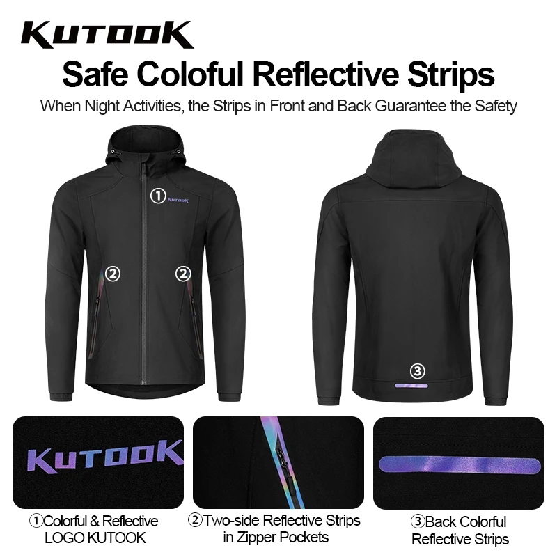 KUTOOK Outdoor Softshell Jackets Man Hooded Winter Men\'s Fleece Windbreaker Coat for Thermal Waterproof Camping Hiking Clothing
