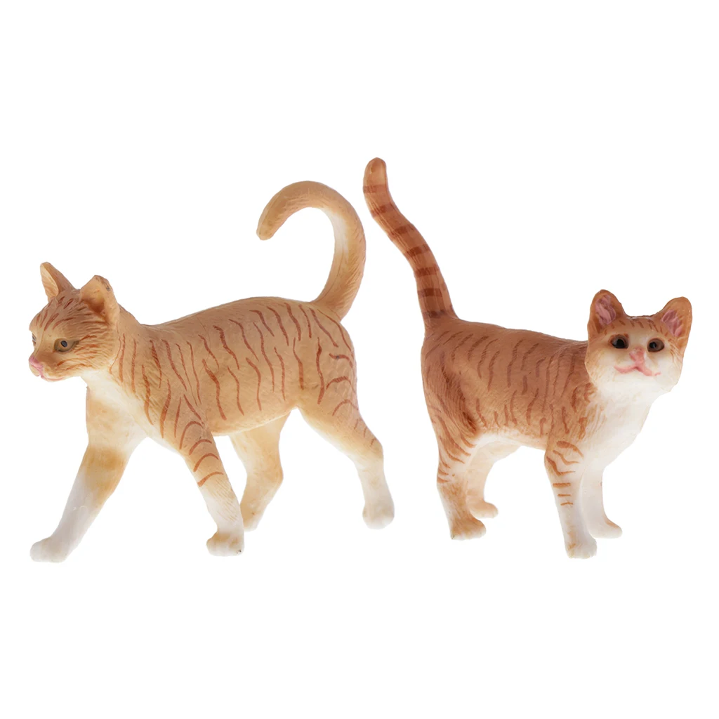 2pcs/set Cute Cat Figure Toys Realistic Cat Models Figurines Realistic Animal Model Cat Figurines Collectibles Toys Decor Toy