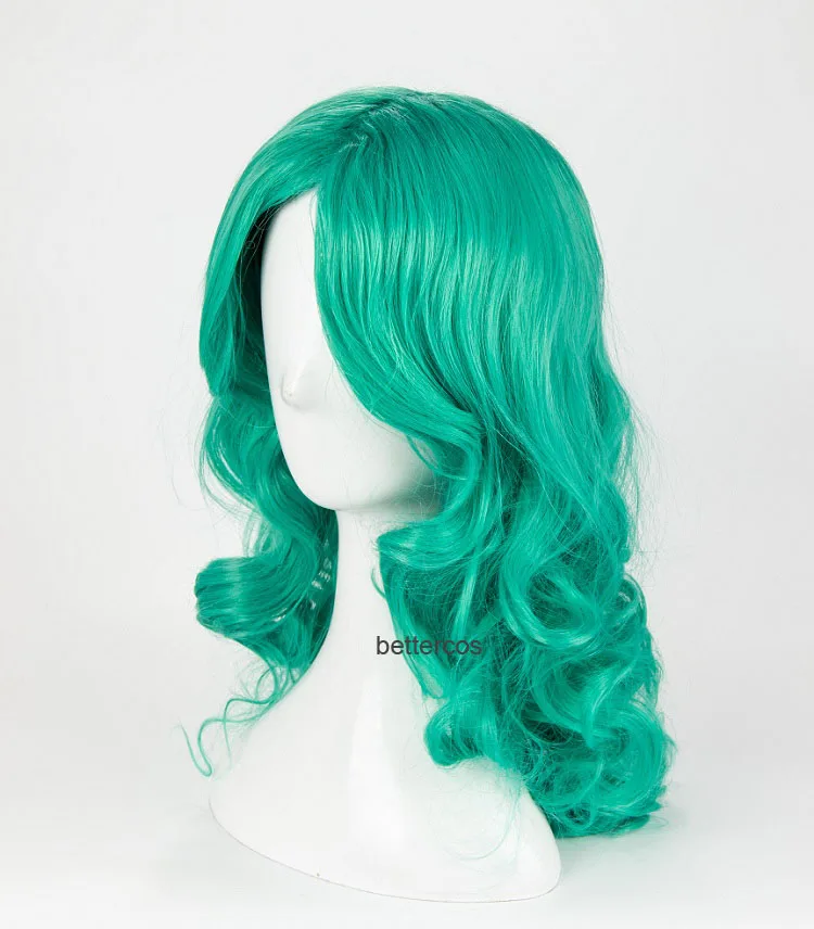 Kaiou Michiru peruka do Cosplay Sailor Neptune długie zielone kręcone żaroodporne włosy peruki + czapka z peruką