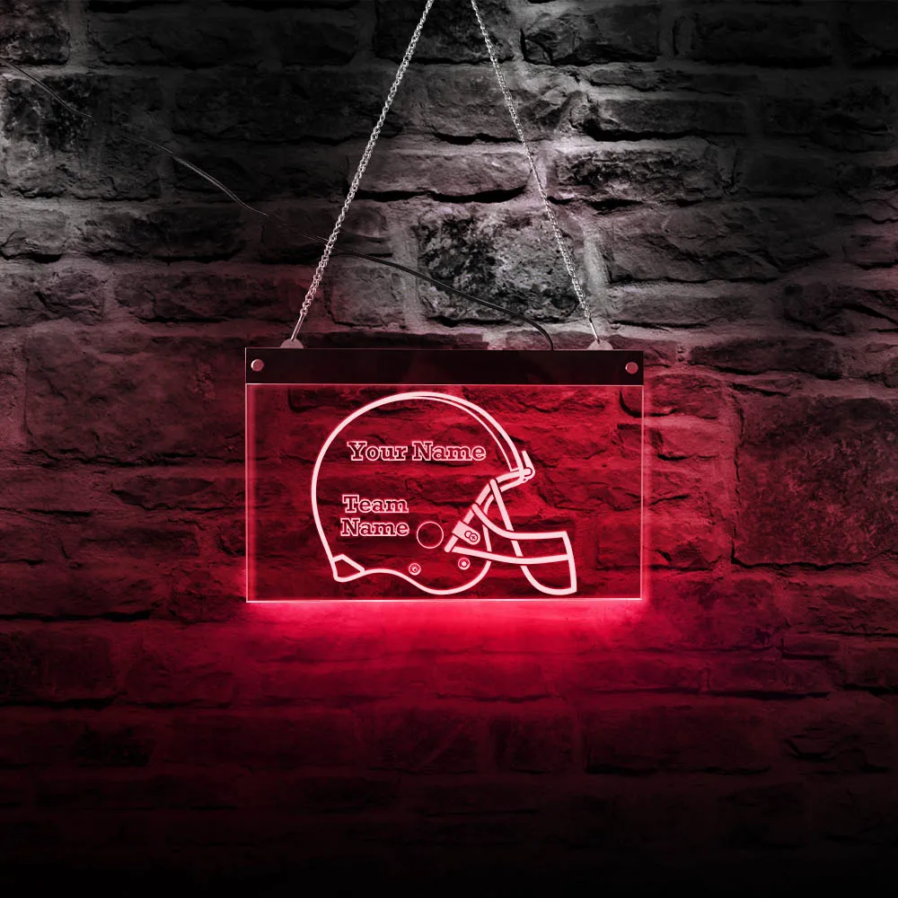 

Rugby Helmet With Custom Team Name LED Neon Sign America Football Personalized Name Number Electric Display Board Boy Room Decor