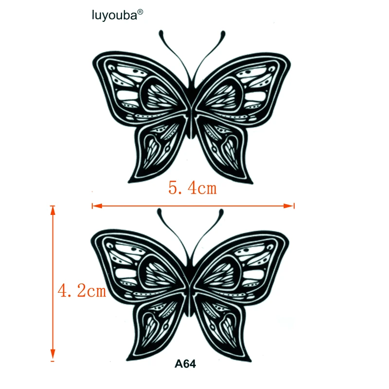 Black Butterfly Waterproof Temporary Tattoos Men Tatoo Temporary Sticker Body Arts Flash Tattoo tatouage Temporaire Henna Tattoo - Detail 1
