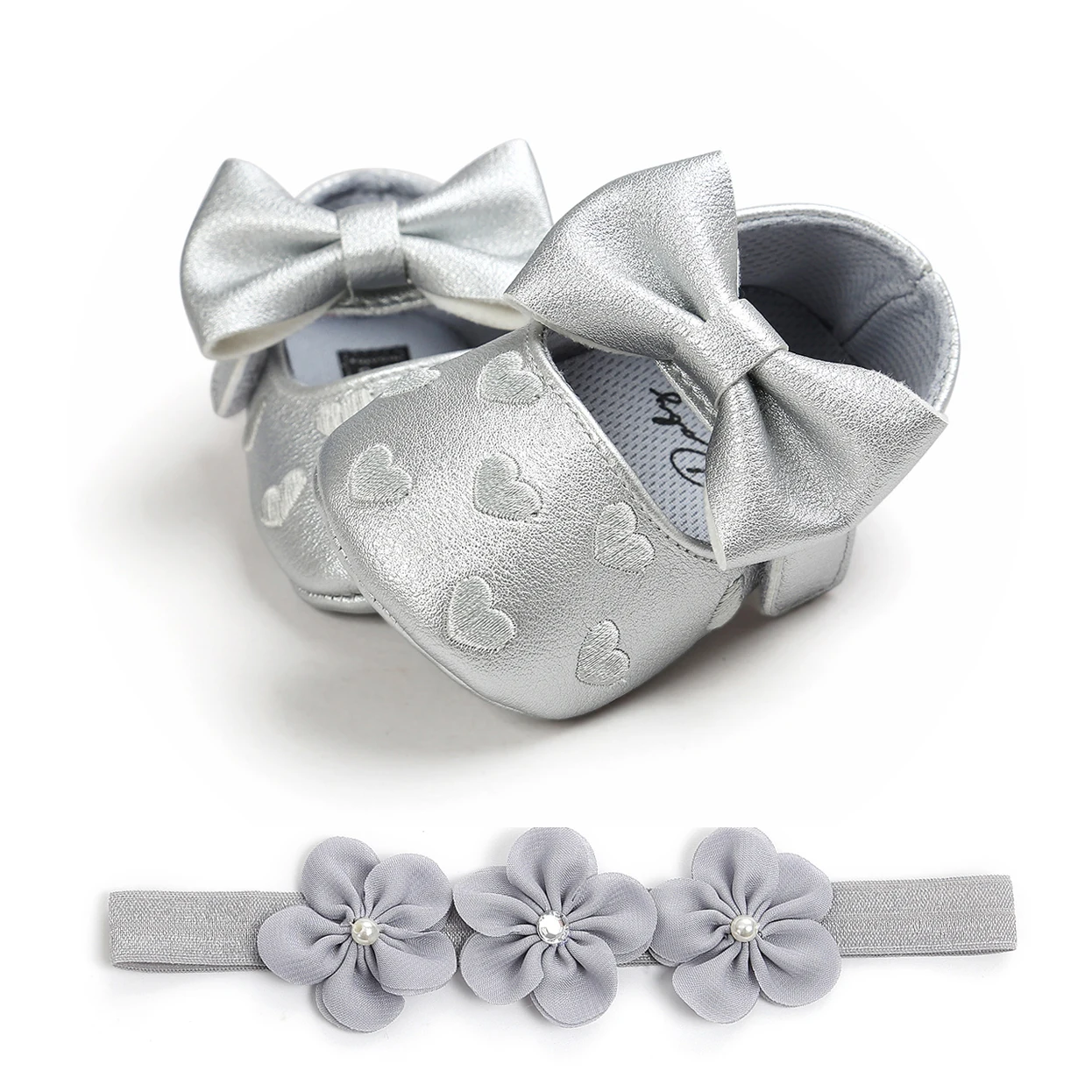 طفل الفتيات الأحذية مجموعة عصابات رأس لطيف القلب الأميرة لينة تنفس فستان أحذية بولي زهور زهور بلاستيكية هيرباند للأطفال الرضع حديثي الولادة